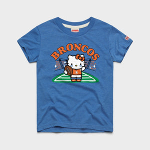 Hello Kitty x Denver Broncos Retro Football Tee (Youth) Apparel HOMAGE Royal Blue Y2