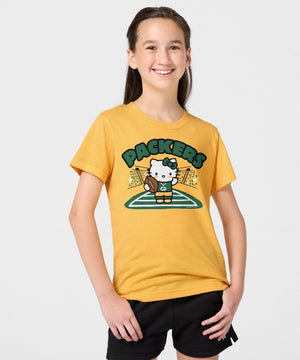 Hello Kitty x Green Bay Packers Football Tee (Youth) Apparel HOMAGE
