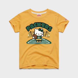 Hello Kitty x Green Bay Packers Football Tee (Youth) Apparel HOMAGE Gold Y2