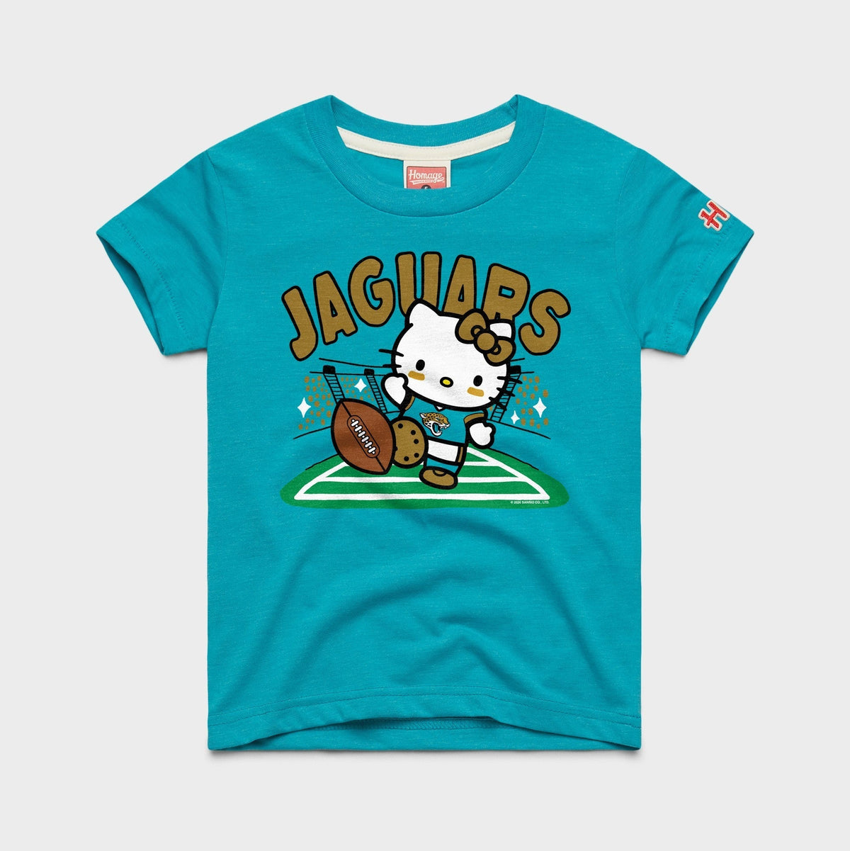 Hello Kitty x Jacksonville Jaguars Kickoff Tee (Youth) Apparel HOMAGE Teal Y2