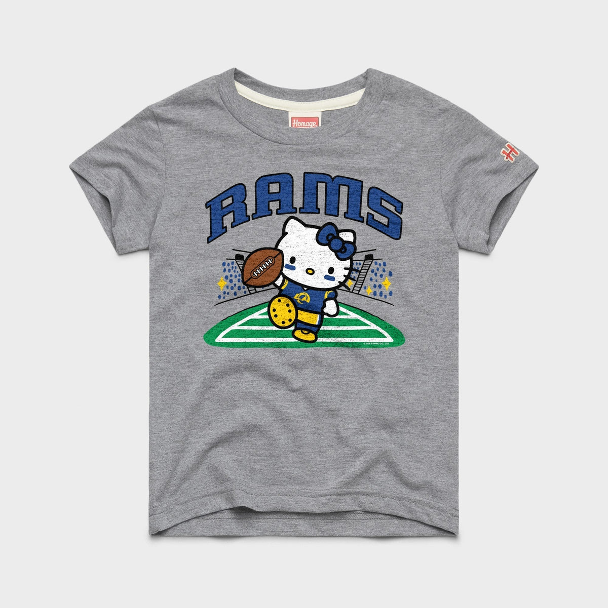 Hello Kitty x Los Angeles Rams Touchdown Tee (Youth) Apparel HOMAGE Grey Y2