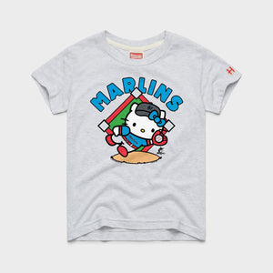 Hello Kitty x Miami Marlins Catch Tee (Youth) Apparel HOMAGE Ash Y2