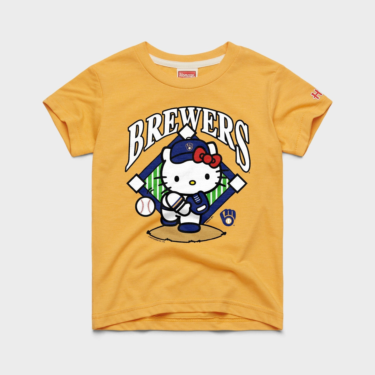 Hello Kitty x Milwaukee Brewers Pitch Tee (Youth) Apparel HOMAGE Gold Y2