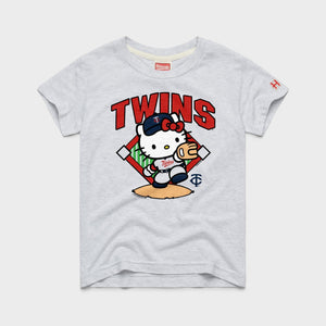 Hello Kitty x Minnesota Twins Throw Tee (Youth) Apparel HOMAGE Ash Y2