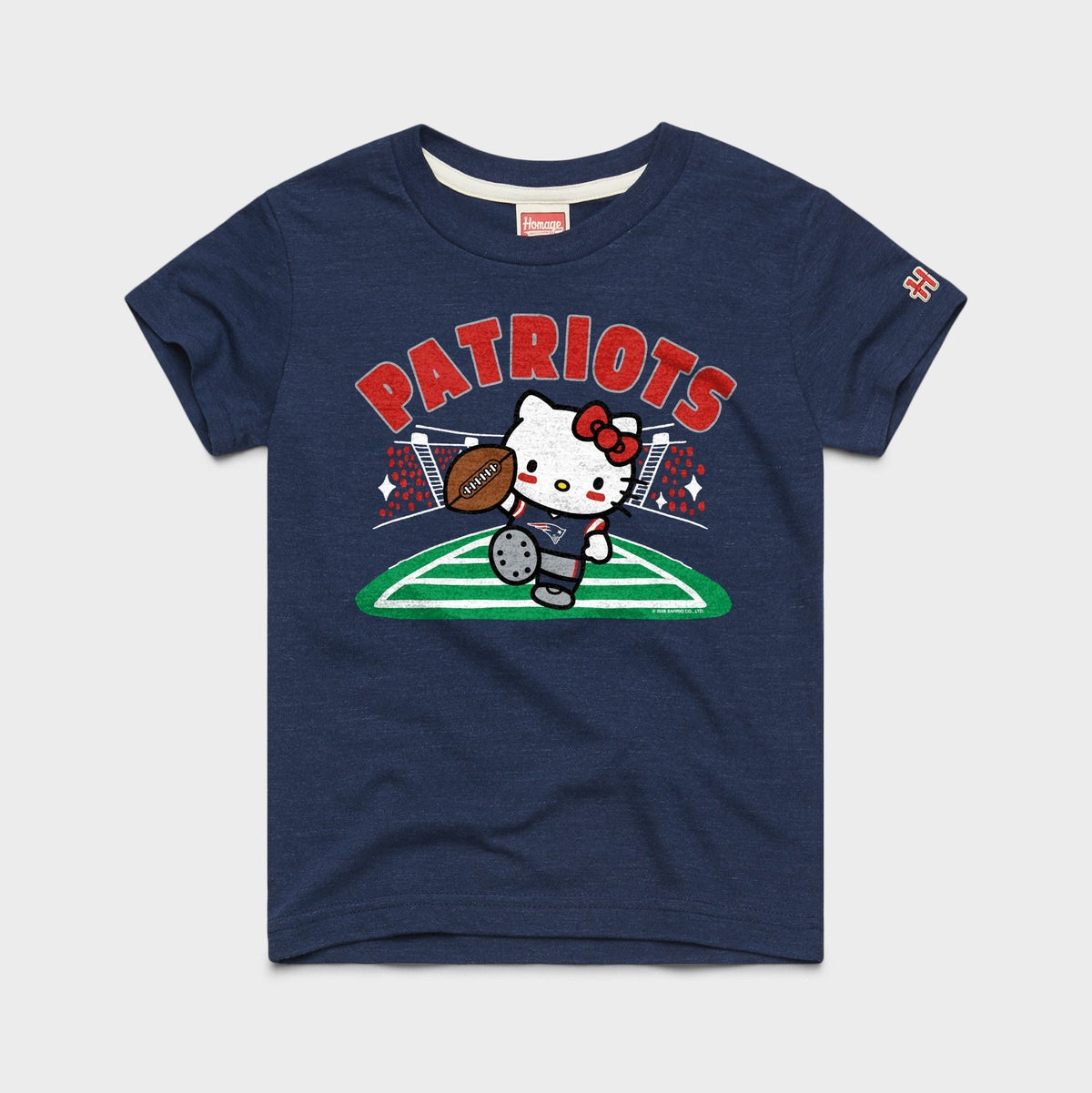 Hello Kitty x New England Patriots Touchdown Tee (Youth) Apparel HOMAGE Navy Y2