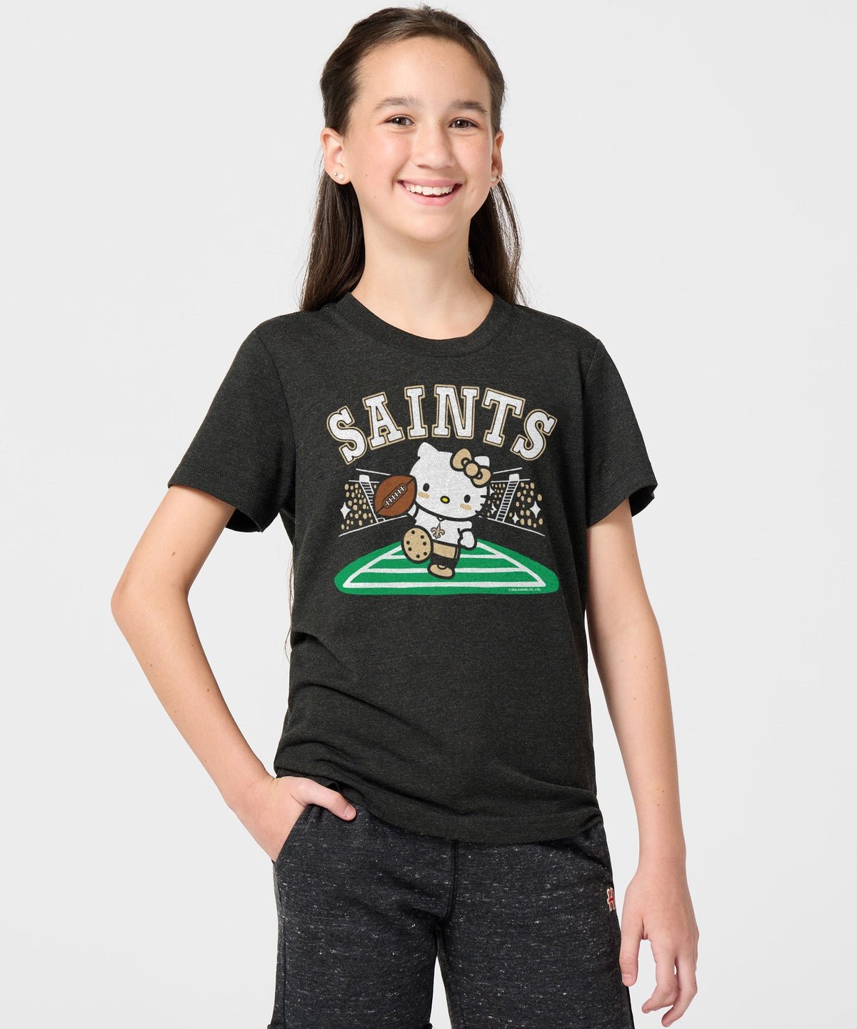 Hello Kitty x New Orleans Saints Touchdown Tee (Youth) Apparel HOMAGE