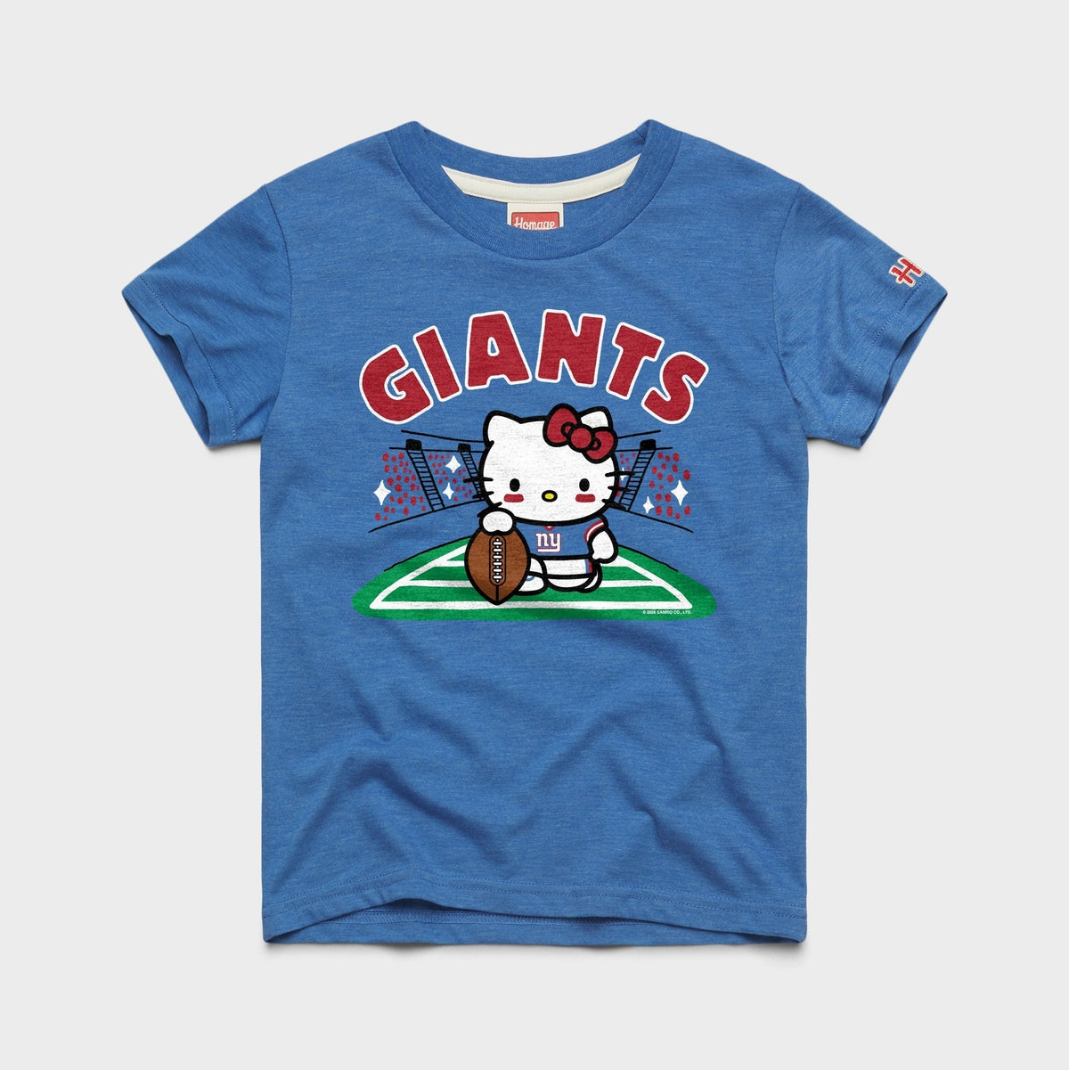 Hello Kitty x New York Giants Holder Tee (Youth) Apparel HOMAGE Royal Blue Y2
