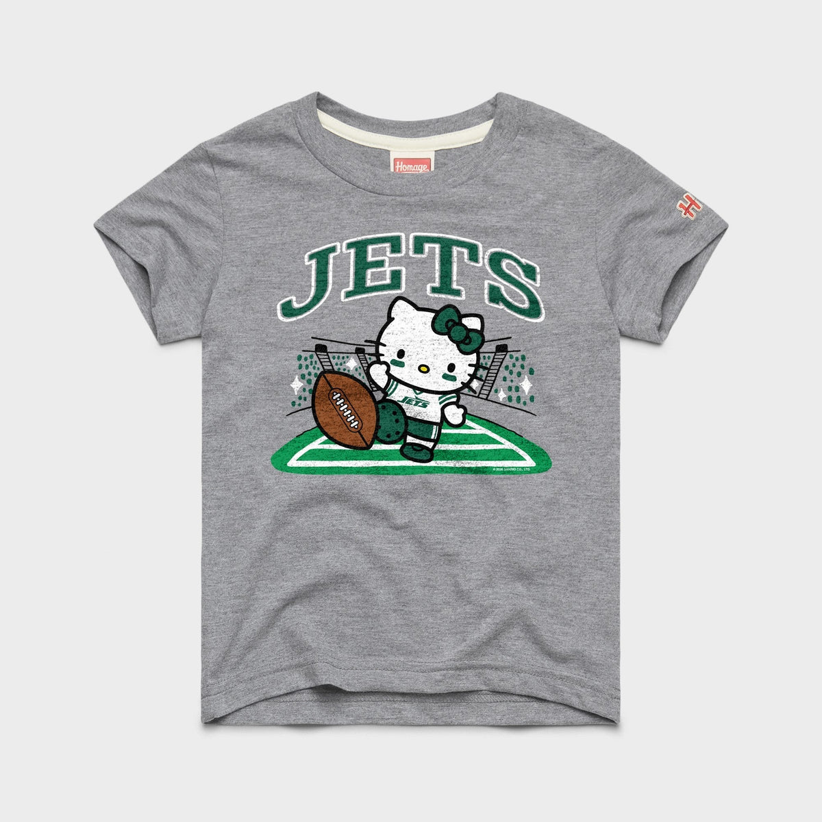 Hello Kitty x New York Jets Kickoff Tee (Youth) Apparel HOMAGE Grey Y2