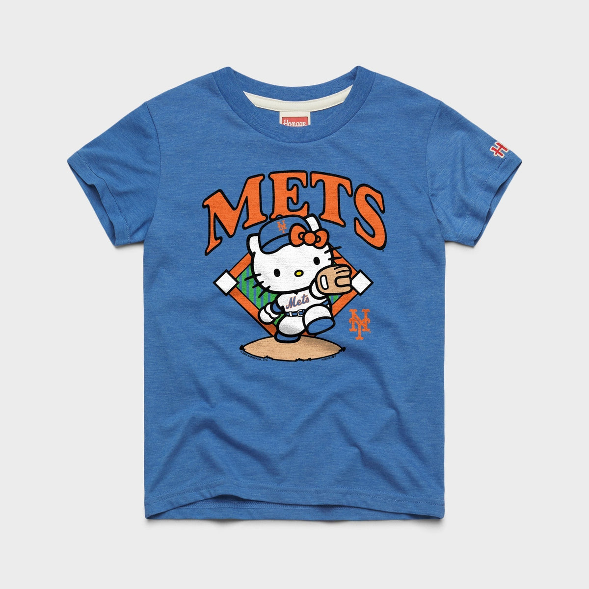 Hello Kitty x New York Mets Throw Tee (Youth) Apparel HOMAGE Royal Blue Y2