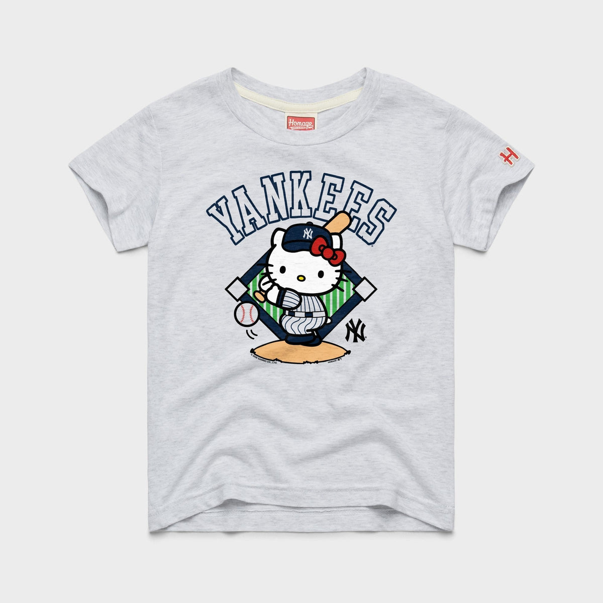 Hello Kitty x New York Yankees Swing Tee (Youth) Apparel HOMAGE Ash Y2