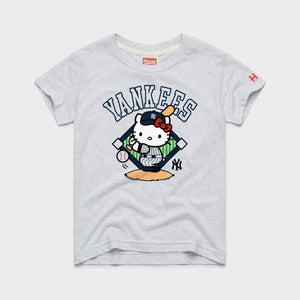 Hello Kitty x New York Yankees Swing Tee (Youth) Apparel HOMAGE Ash Y2