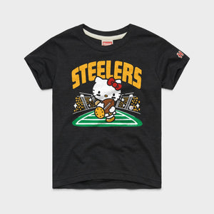 Hello Kitty x Pittsburgh Steelers Rush Tee (Youth) Apparel HOMAGE Charcoal Y2