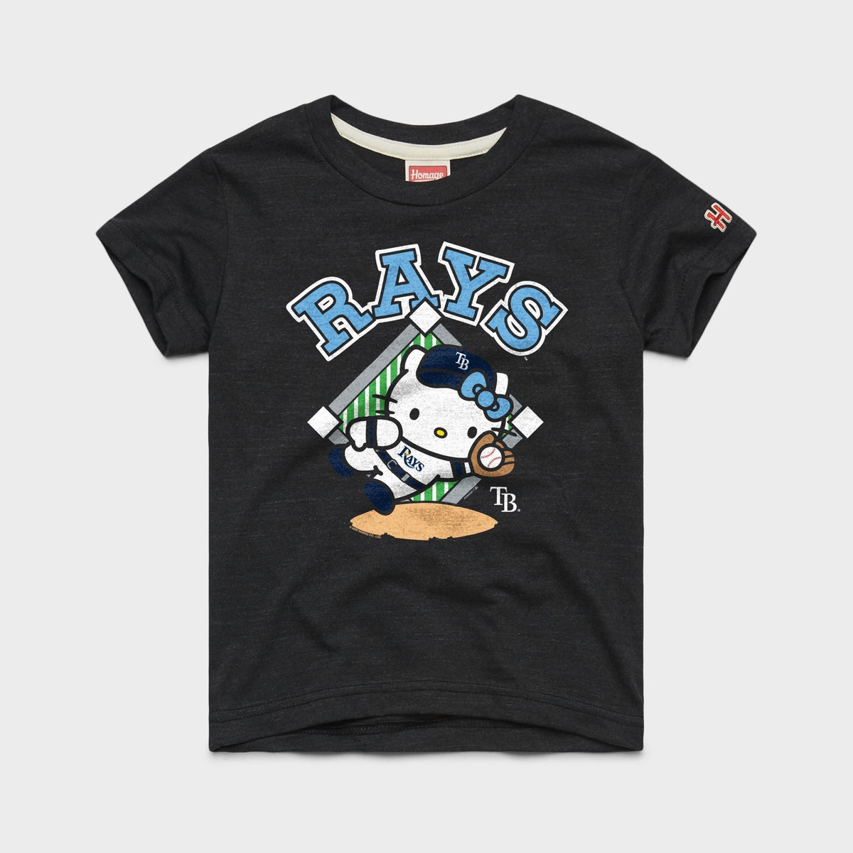 Hello Kitty x Tampa Bay Rays Catch Tee (Youth) Apparel HOMAGE Charcoal Y2