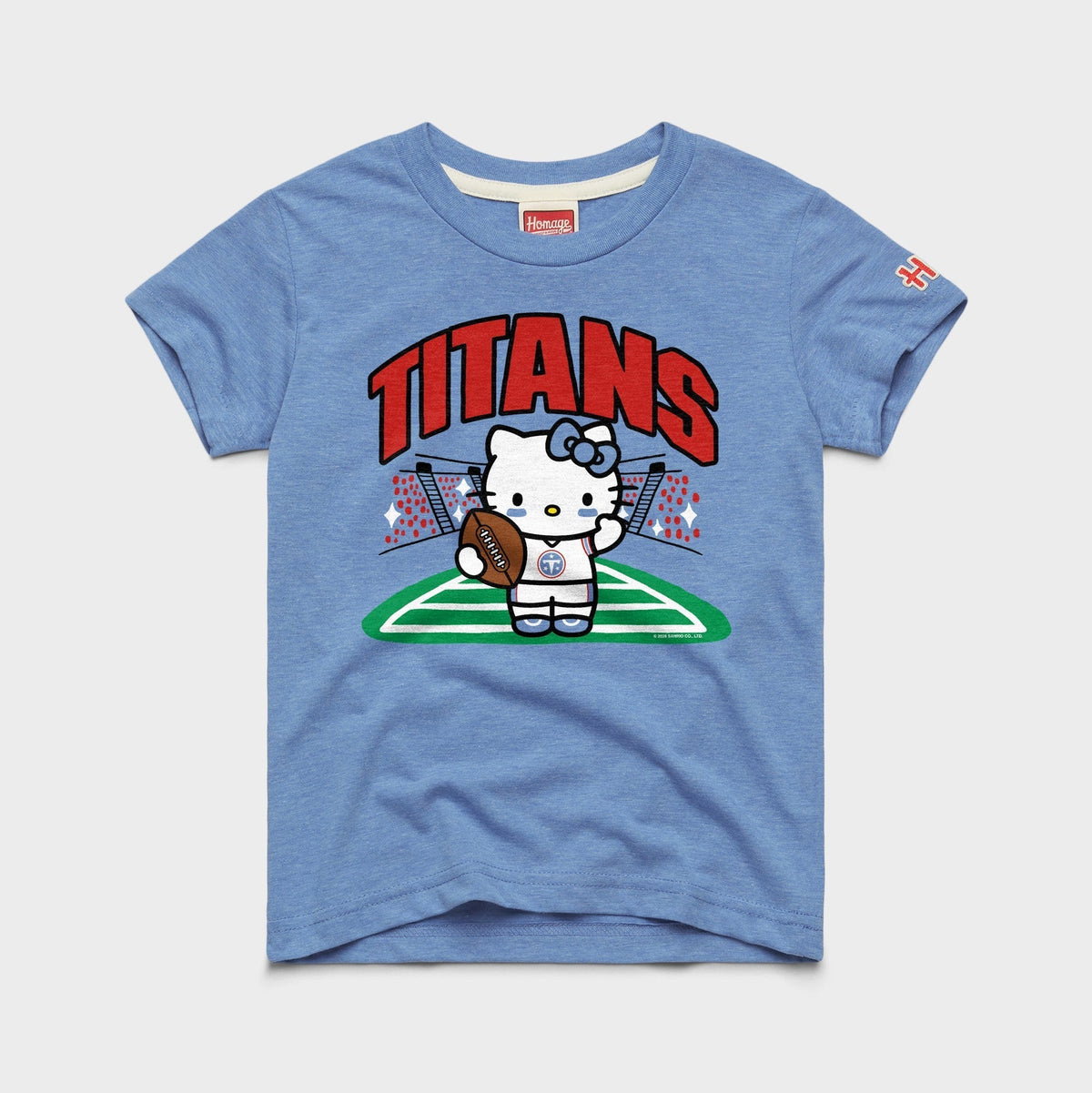 Hello Kitty x Tennessee Titans Football Tee (Youth) Apparel HOMAGE Light Blue Y2