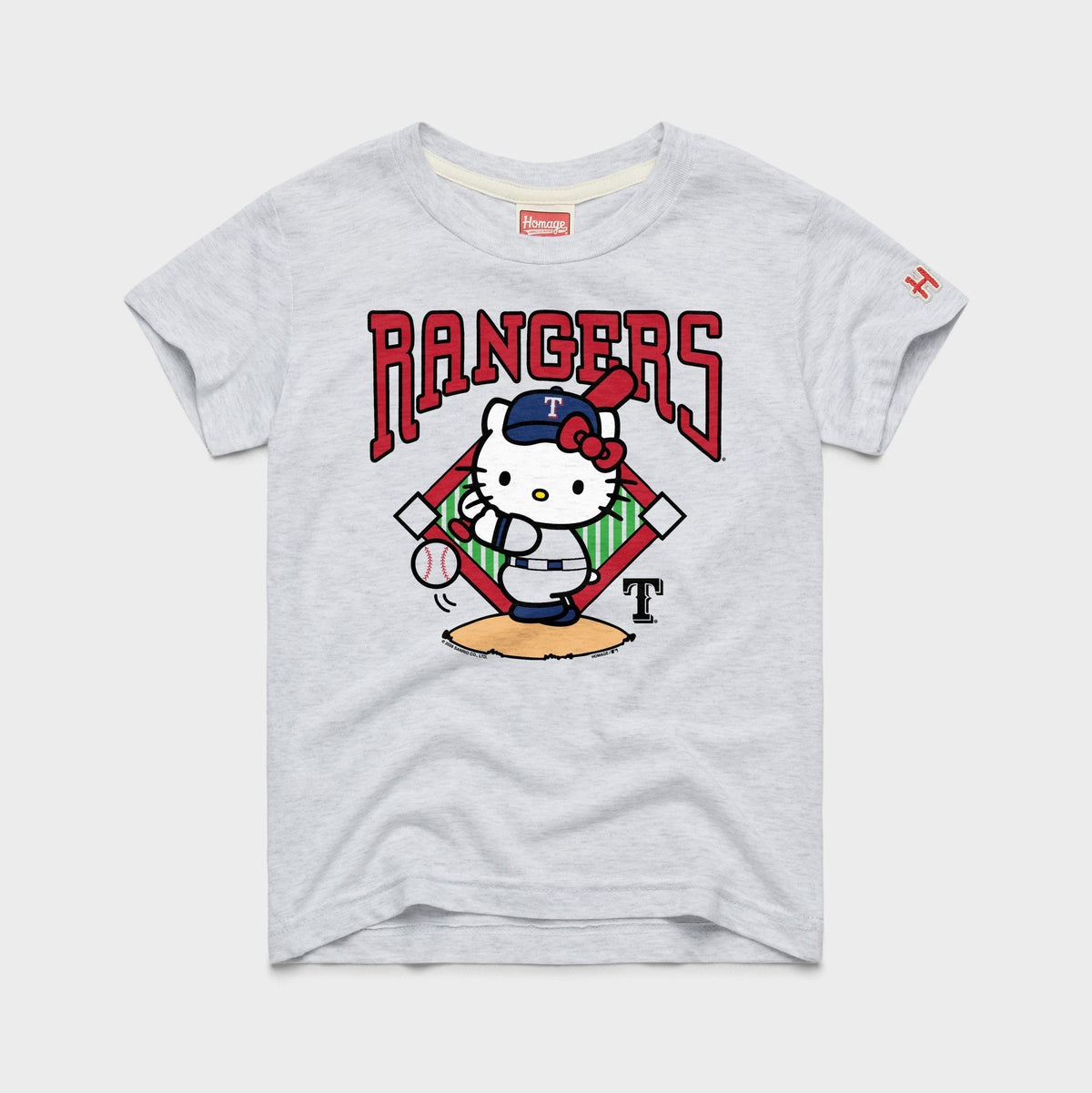 Hello Kitty x Texas Rangers Swing Tee (Youth) Apparel HOMAGE Ash Y2