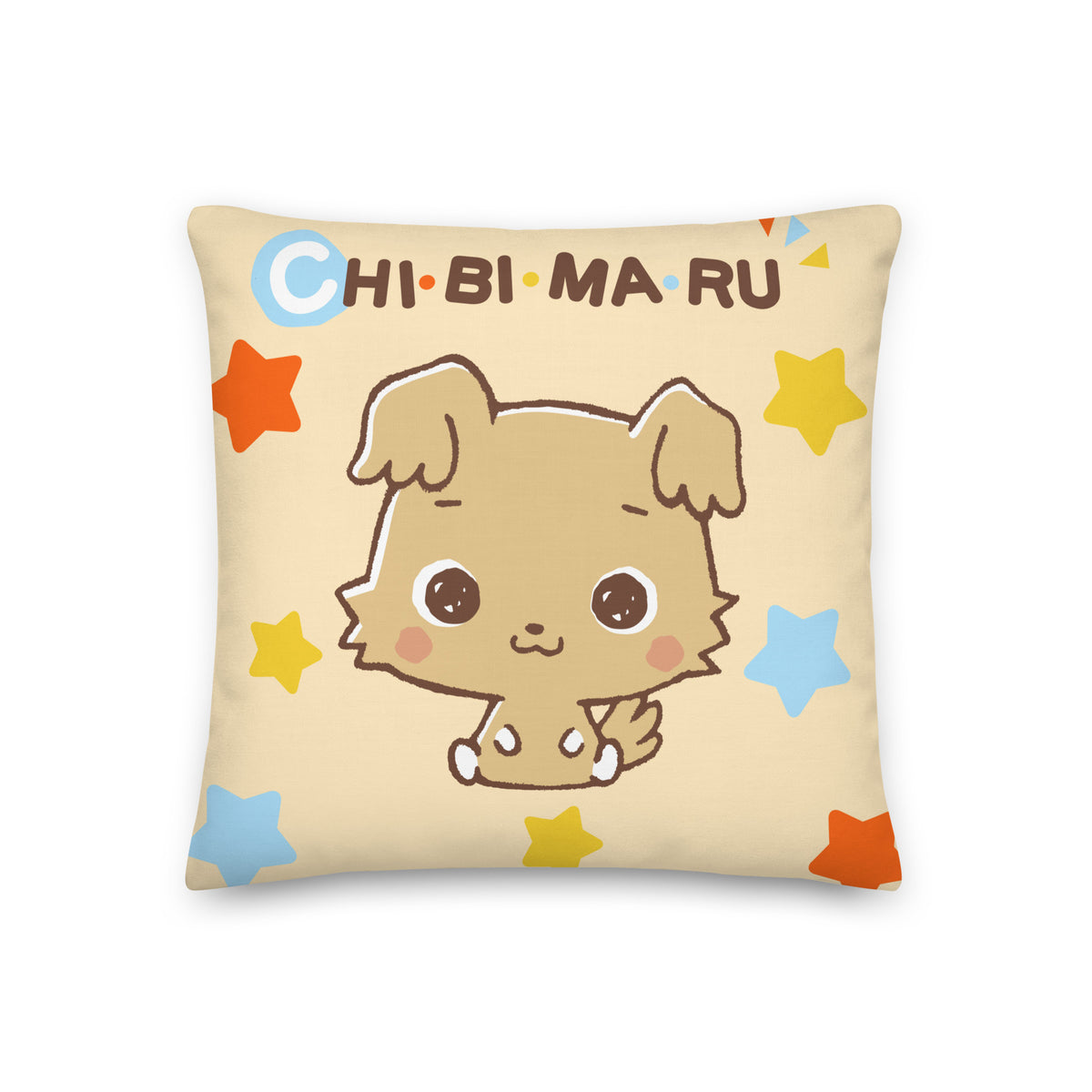 Chibimaru Cheerful Pup 18&quot; Square Pillow Home Goods Printful   
