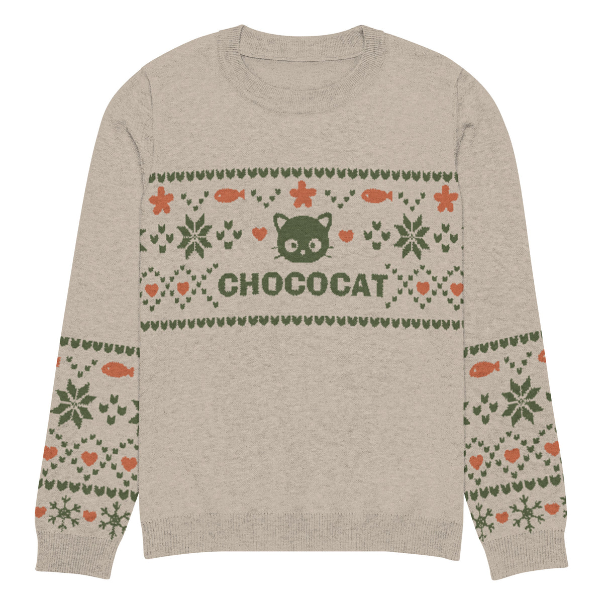 Chococat Olive Nordic Sweater Apparel Printful L