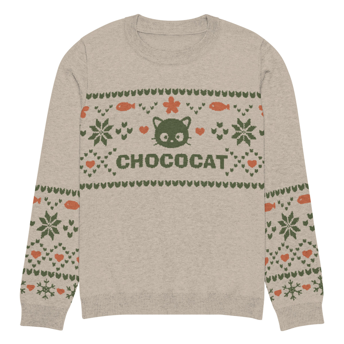 Chococat Olive Nordic Sweater Apparel Printful S