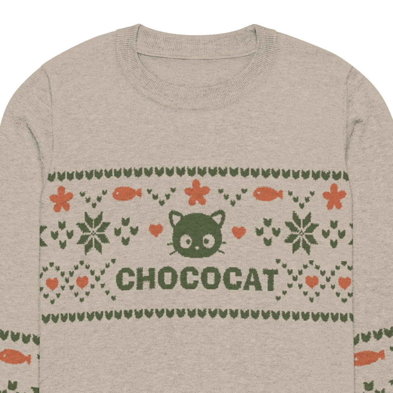 Chococat Olive Nordic Sweater Apparel Printful S