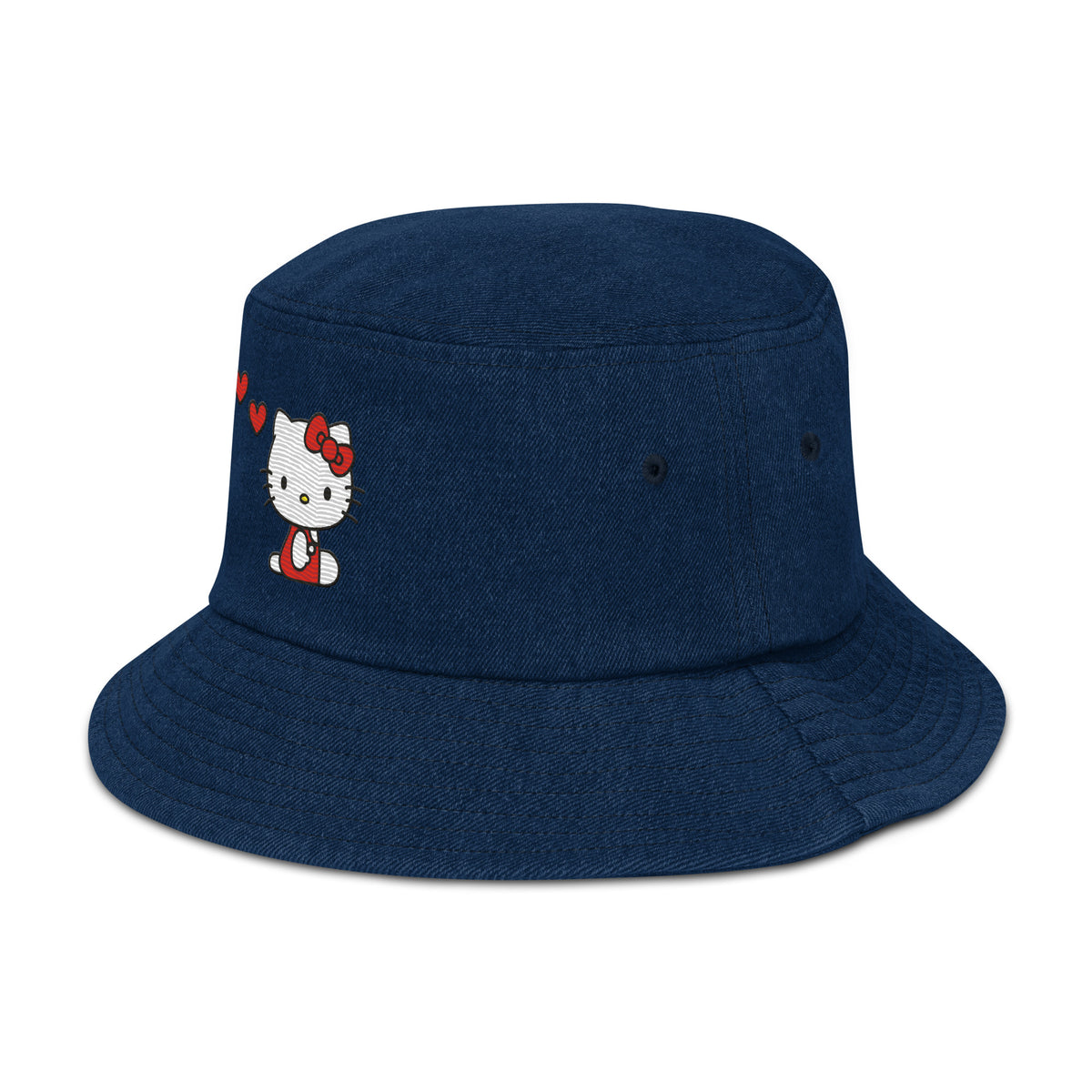 Hello Kitty Embroidered Denim Bucket Hat Apparel Printful   