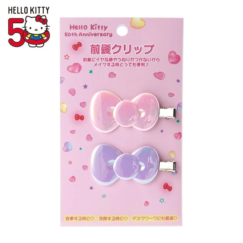 Hello Kitty 2-Piece Bow Hair Clip Set (50th Anniv. The Future In Our Eyes) Accessory Japan Original   