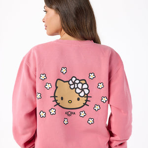 Hello Kitty x Aloha Collection Palaka Crew Sweatshirt (Pink) Apparel Aloha Collection Inc