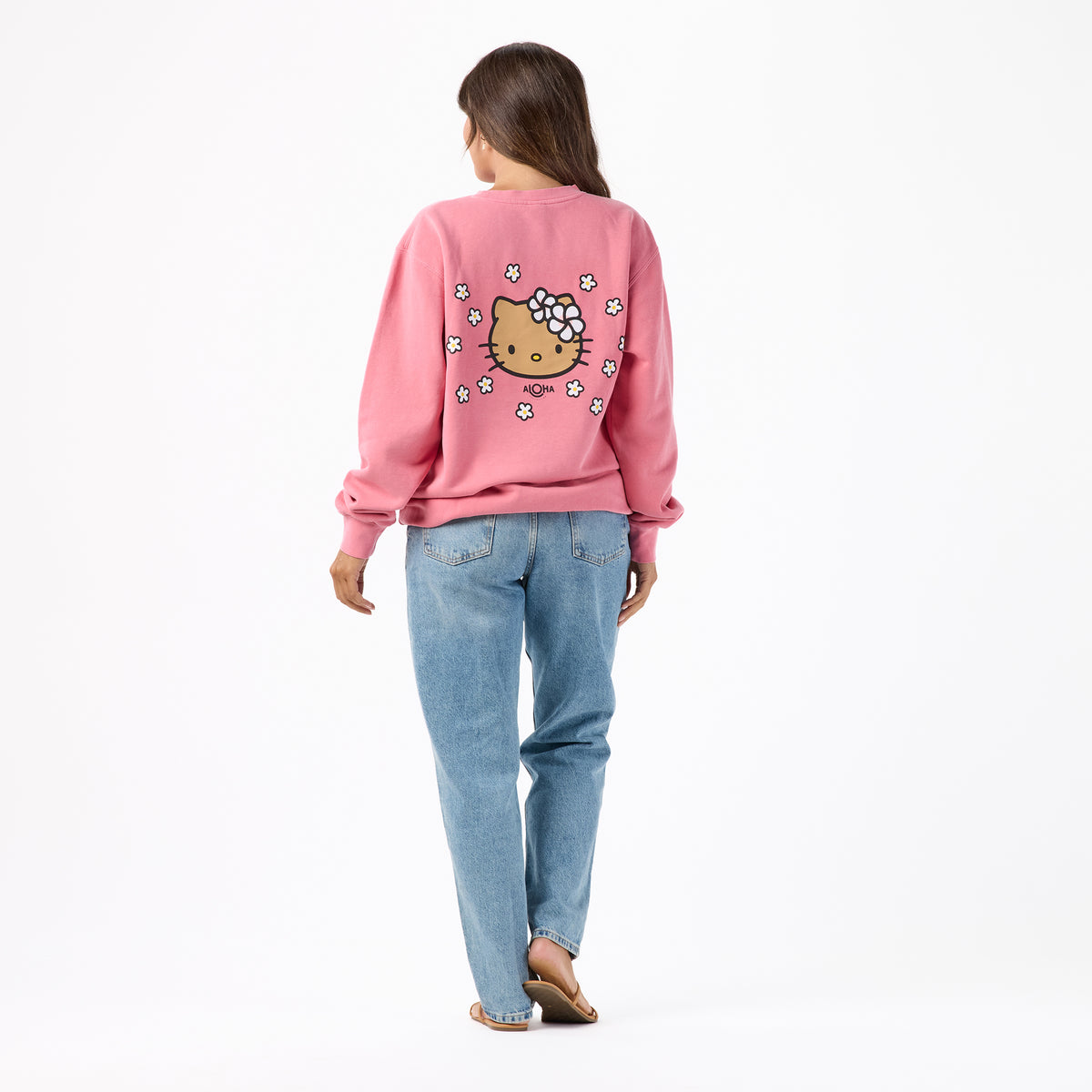 Hello Kitty x Aloha Collection Palaka Crew Sweatshirt (Pink) Apparel Aloha Collection Inc