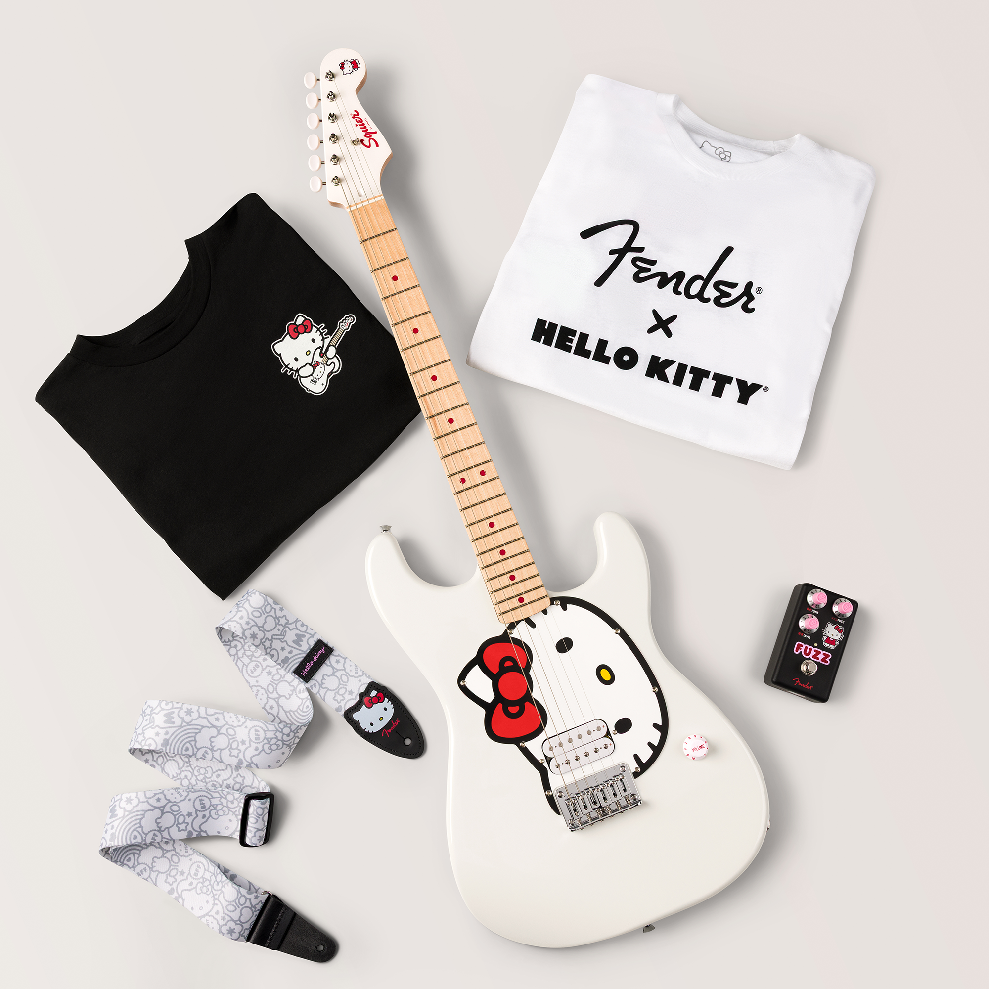 Hello Kitty x Fender White Poly Strap Home FENDER