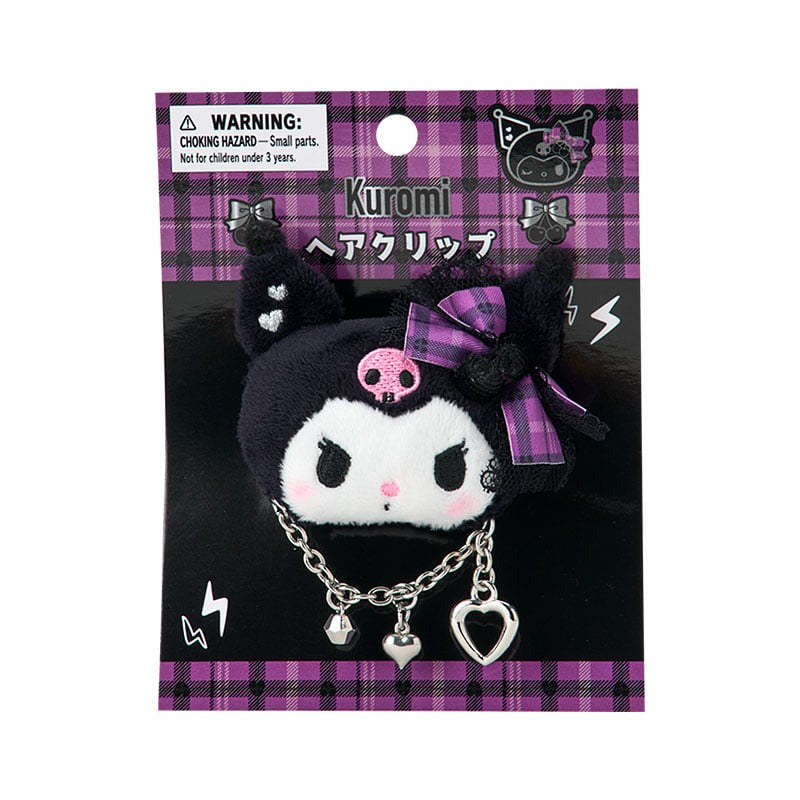 Kuromi Plush Hair Clip (Rock ’n’ Check Series) Accessory Japan Original