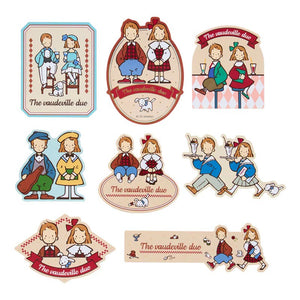 The Vaudeville Duo 16-pc Sticker Set (Friendly Pair Series) Stationery Japan Original