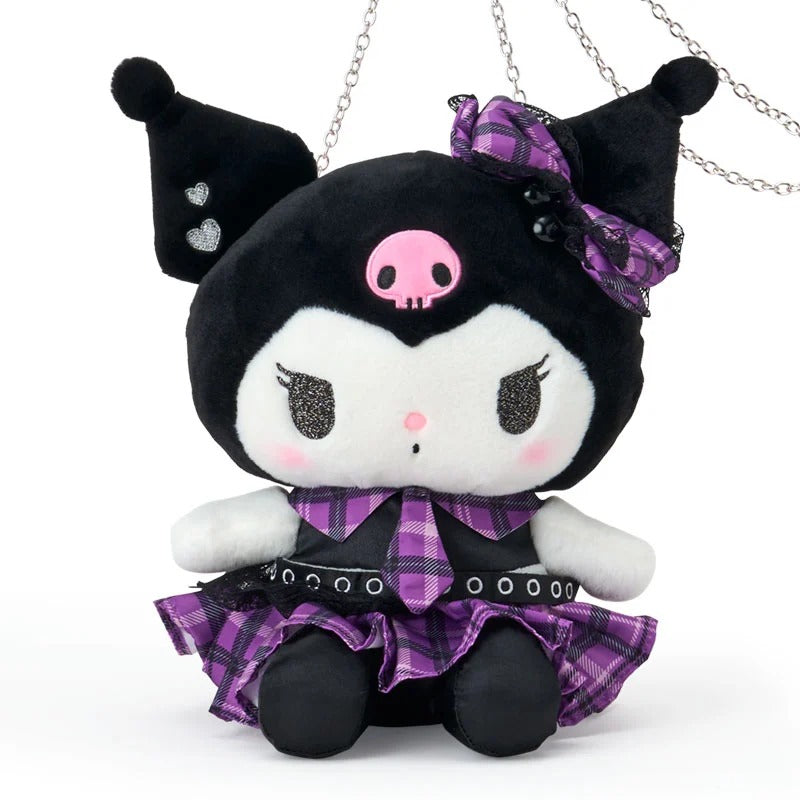 Kuromi Plush Crossbody Bag (Rock ’n’ Check Series) Bags Japan Original