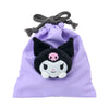 Kuromi Face Plush Drawstring Travel Pouch Bags Japan Original