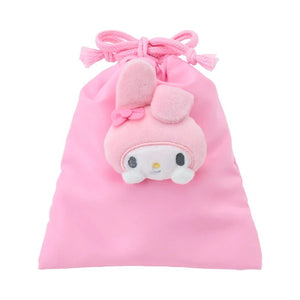 My Melody Face Plush Drawstring Travel Pouch Bags Japan Original