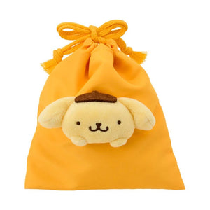 Pompompurin Face Plush Drawstring Travel Pouch Bags Japan Original