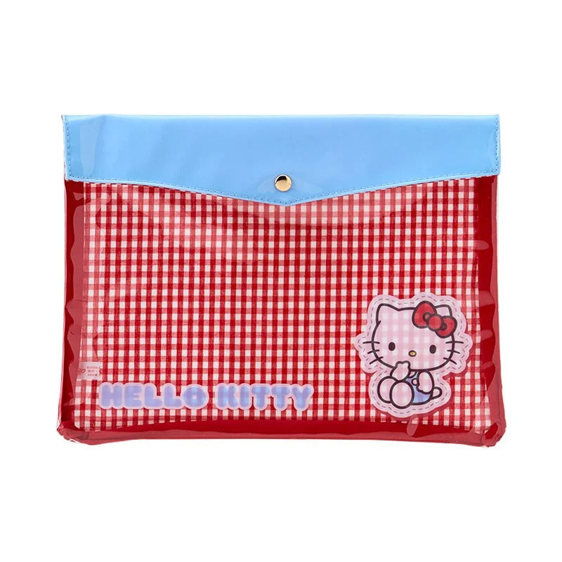 Hello Kitty Gingham Flat Pouch Stationery Japan Original