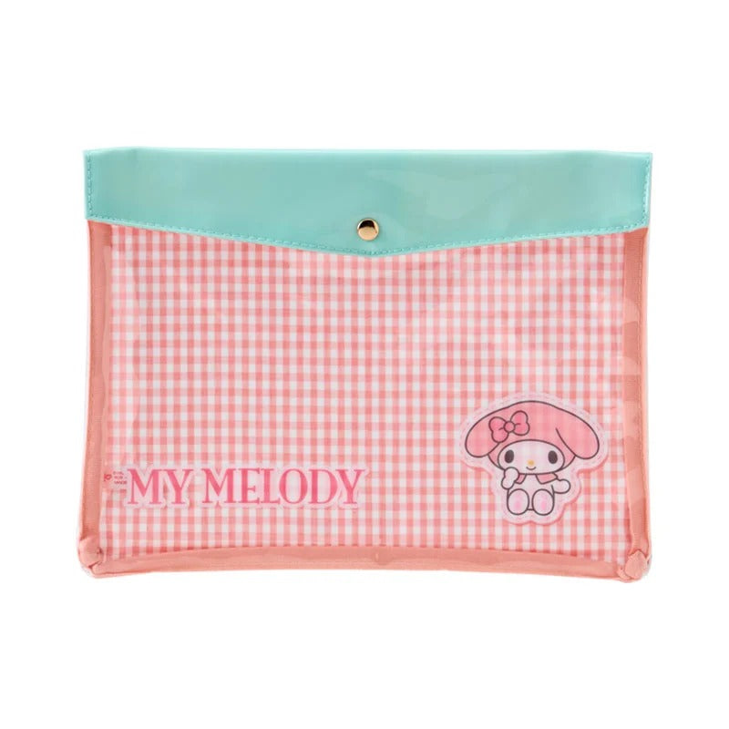 My Melody Gingham Flat Pouch Stationery Japan Original