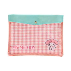 My Melody Gingham Flat Pouch Stationery Japan Original