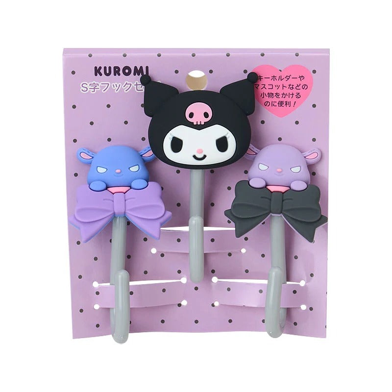 Kuromi OSHI Grid System S-Hook (Set of 3) Home Goods Japan Original