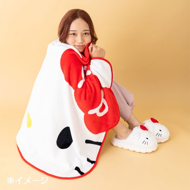 Hello Kitty Face-Shaped Throw Blanket (Classic Red) Home Goods Japan Original
