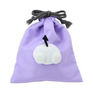 Kuromi Face Plush Drawstring Travel Pouch Bags Japan Original