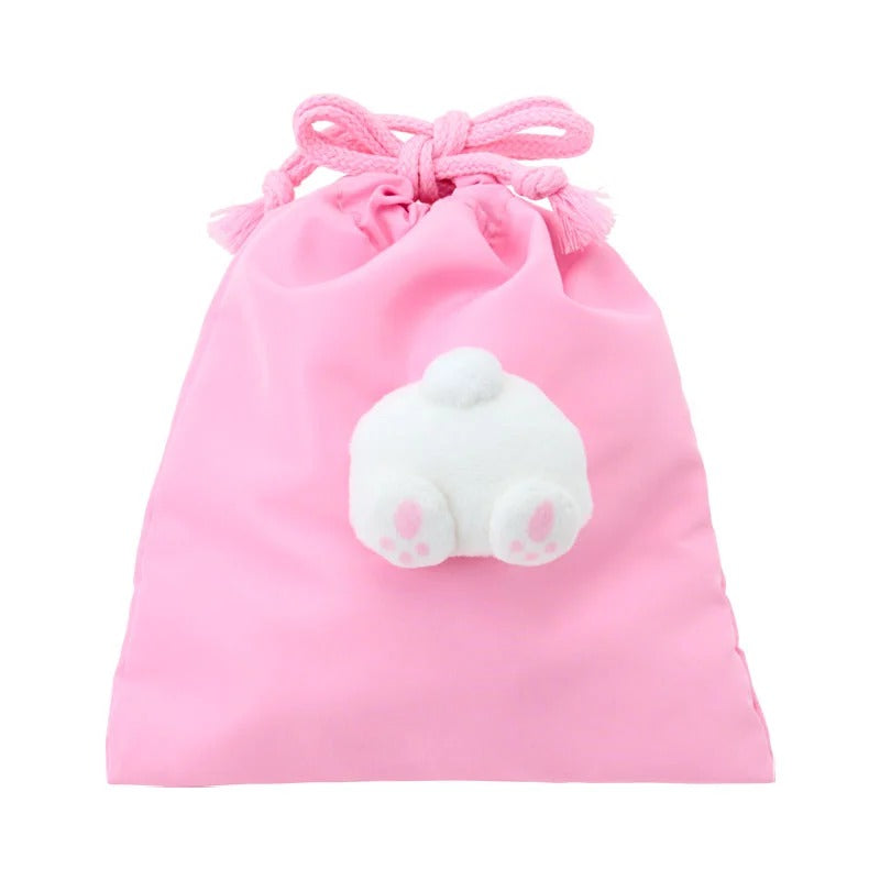 My Melody Face Plush Drawstring Travel Pouch Bags Japan Original