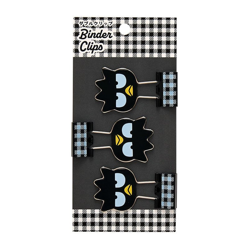 Badtz-maru Gingham Binder Clips (Set of 3) Stationery Japan Original