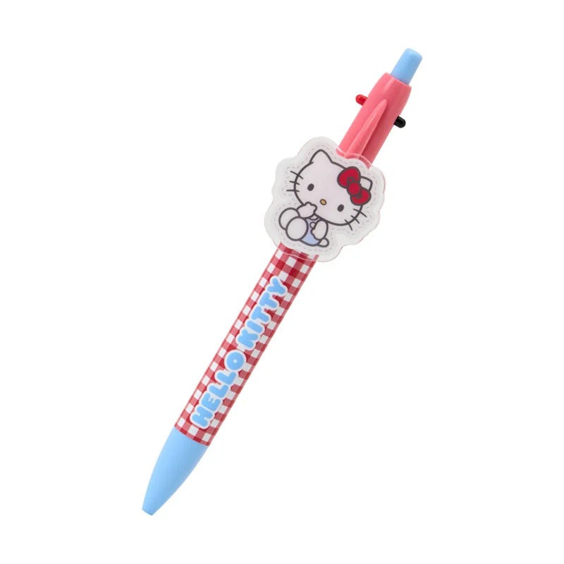 Hello Kitty 2-Color Gingham Retractable Pen Stationery Japan Original