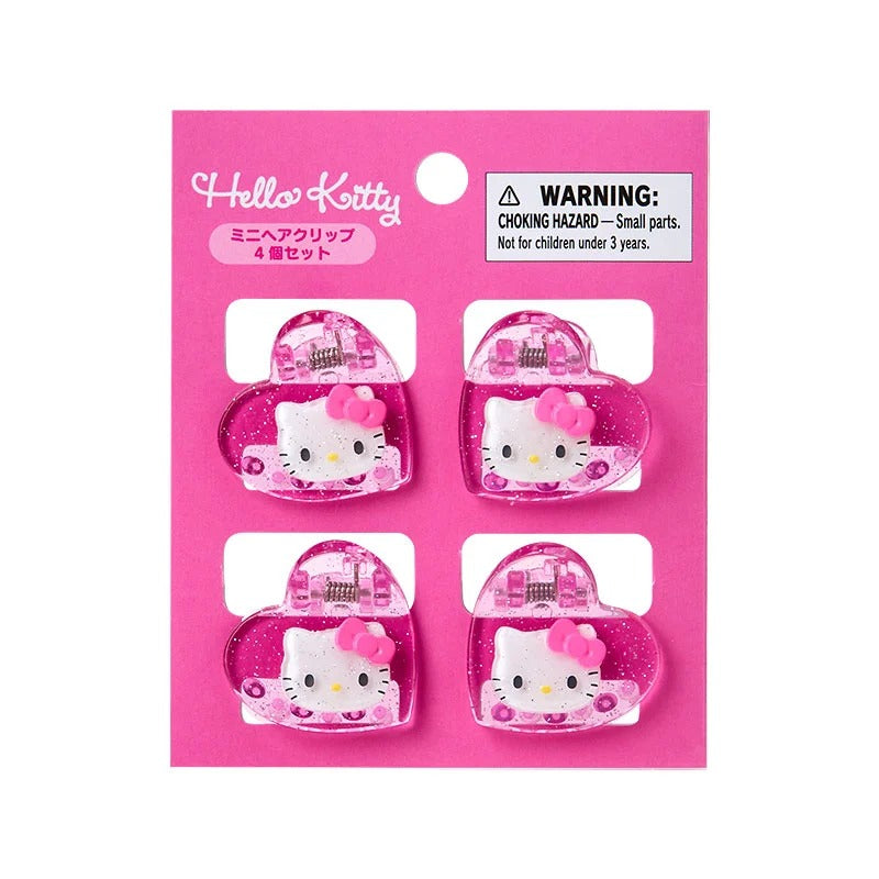 Hello Kitty 4-pc Mini Glitter Hair Clip Set (Pink) Accessory Japan Original