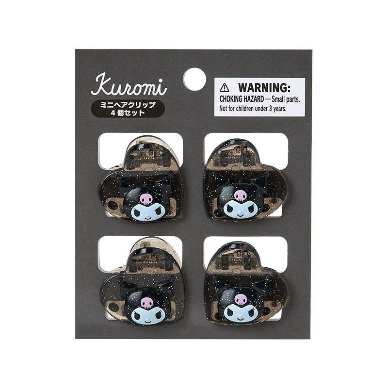 Kuromi 4-pc Mini Glitter Hair Clip Set Accessory Japan Original