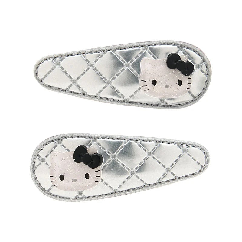 Hello Kitty 2-pc Quilted Hair Clip Set (Silver) Accessory Japan Original