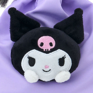 Kuromi Face Plush Drawstring Travel Pouch Bags Japan Original