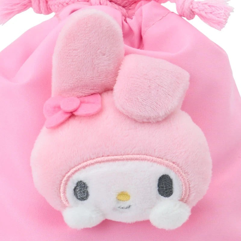 My Melody Face Plush Drawstring Travel Pouch Bags Japan Original