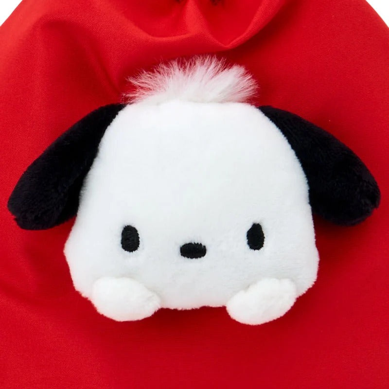 Pochacco Face Plush Drawstring Travel Pouch Bags Japan Original