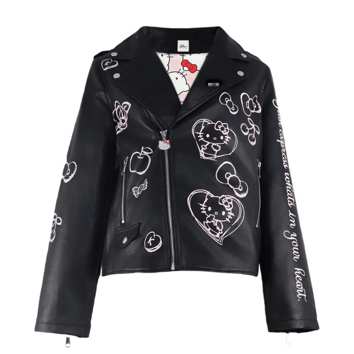 Hello Kitty x Lola + The Boys Kids Graffiti Biker Jacket (Black) Apparel Lola and The Boys NYC INC